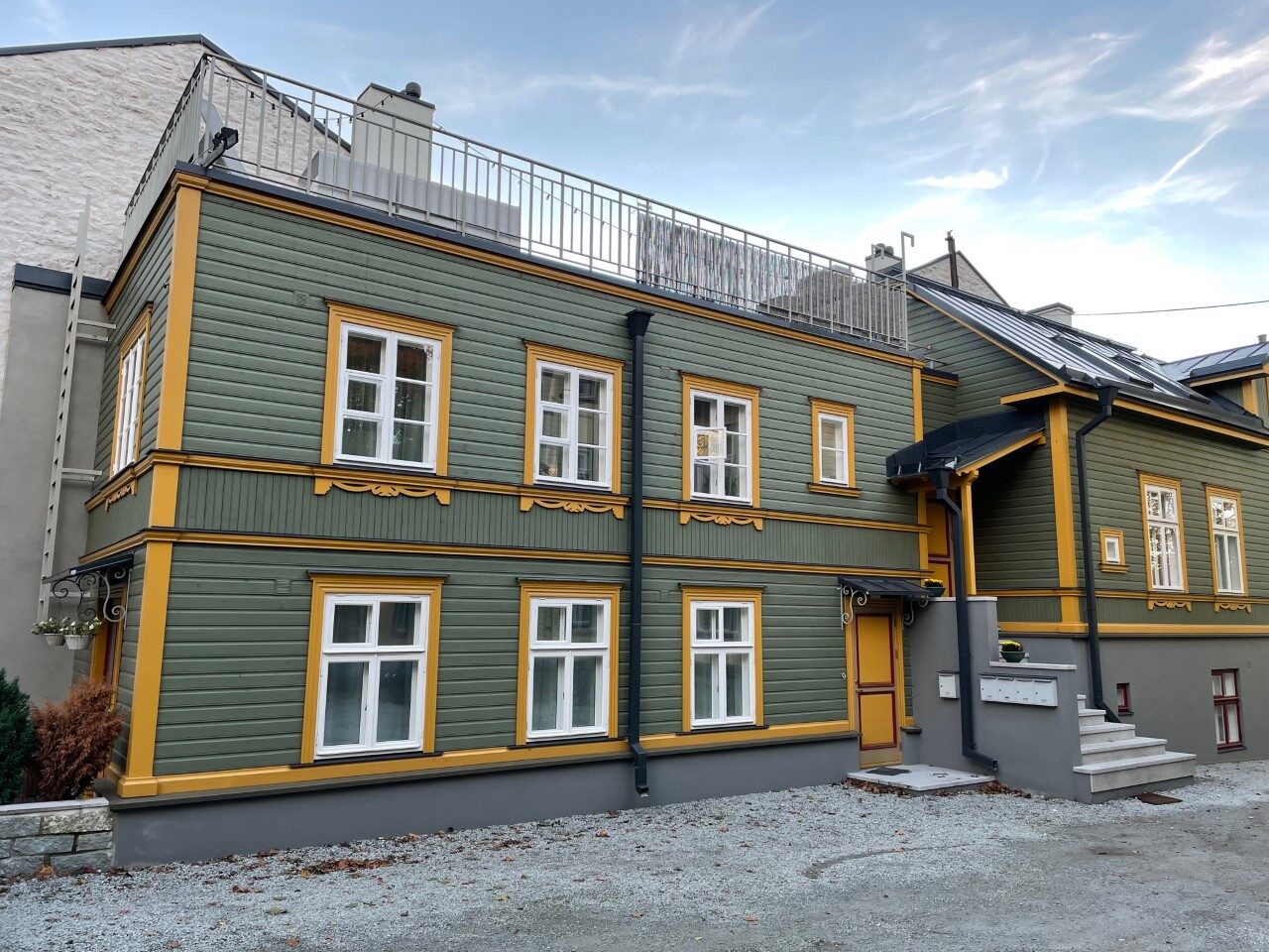 Kappeli 10A roheline puitmaja katuseterrassiga